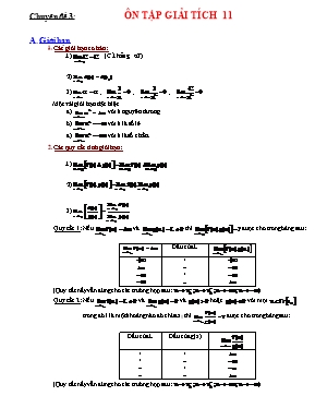 Chuyên đề 3 Ôn tập giải tích 11